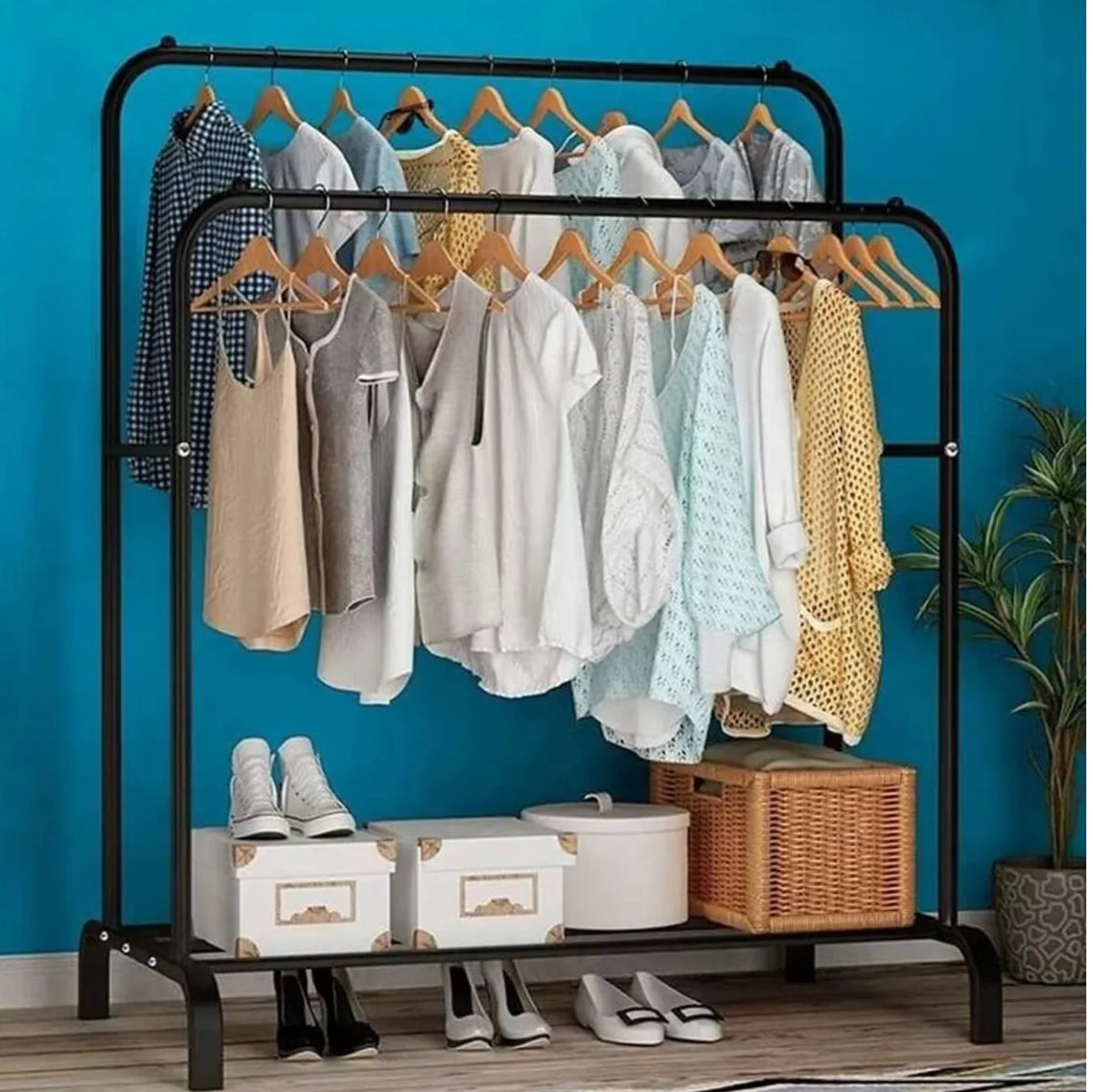 Double Pole Metal Clothes Rack – Citystore.pk